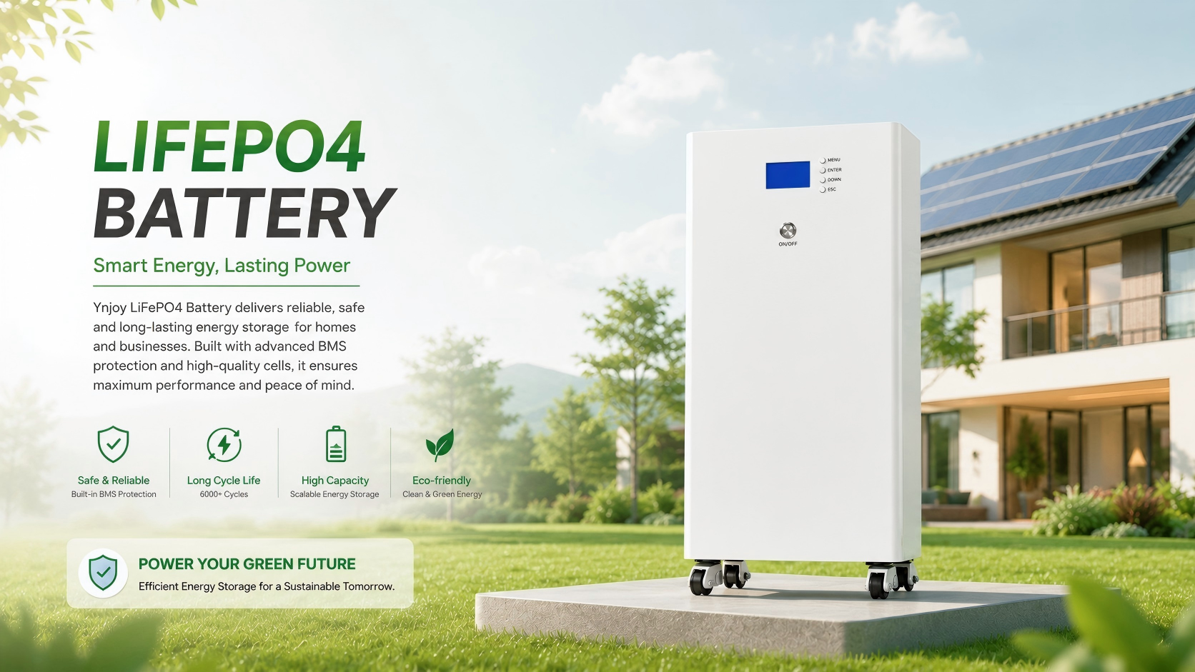 YnJoy LiFePO4 batteries for home energy storage