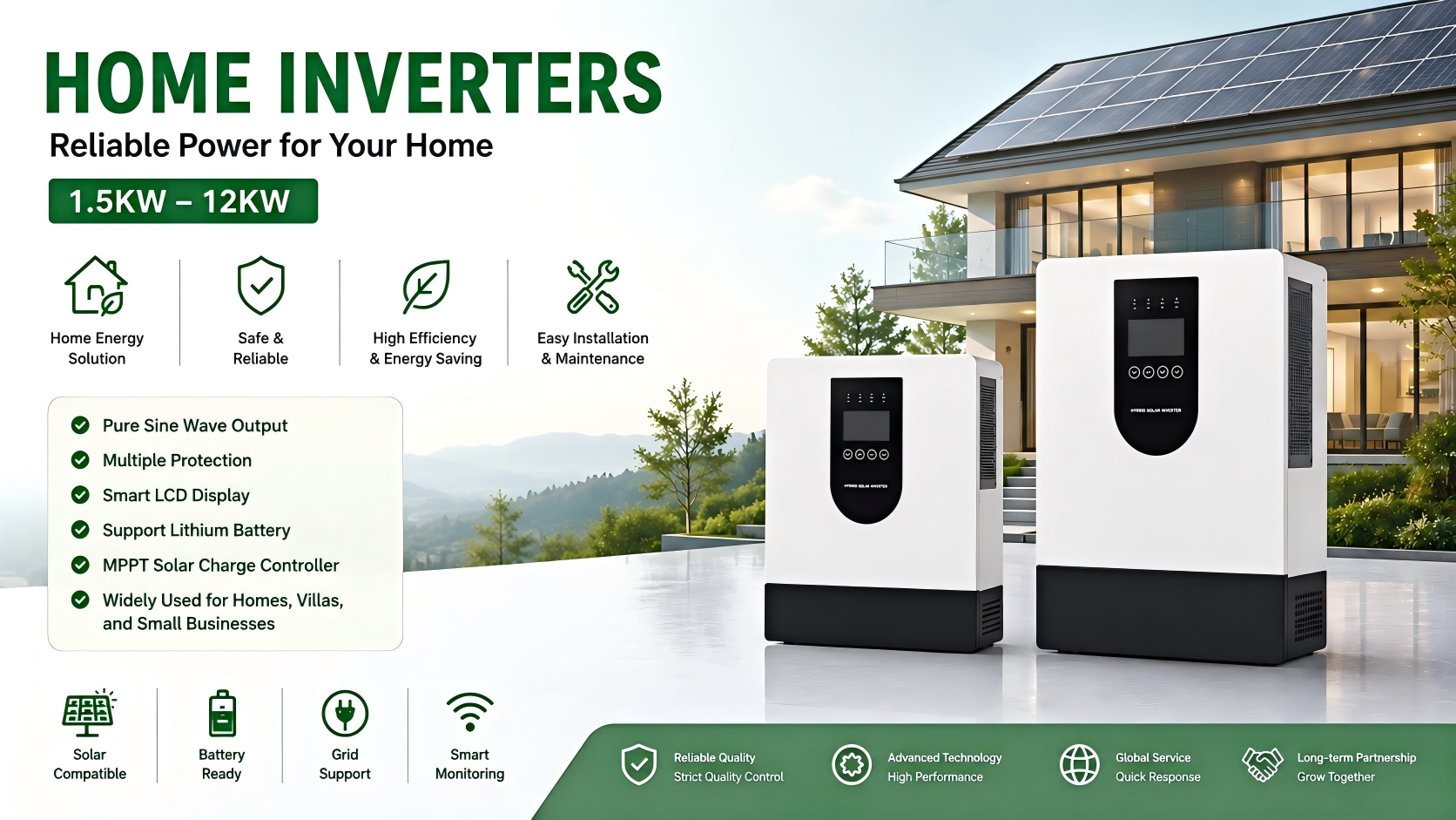YnJoy home solar inverters from 1.5kW to 12kW